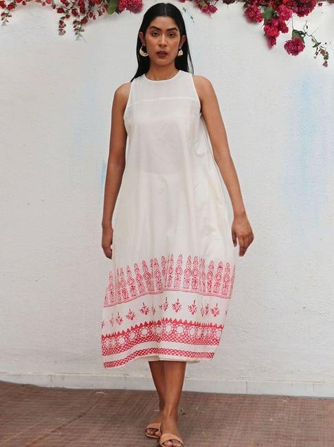 chidiyaa bougainvillea faryat blockprinted cotton dress