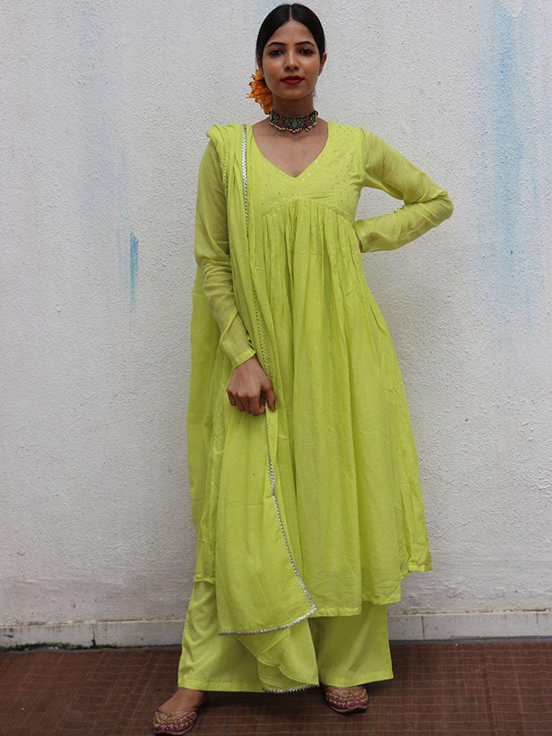 chidiyaa empire gotta patti pure cotton kurta with palazzos & dupatta