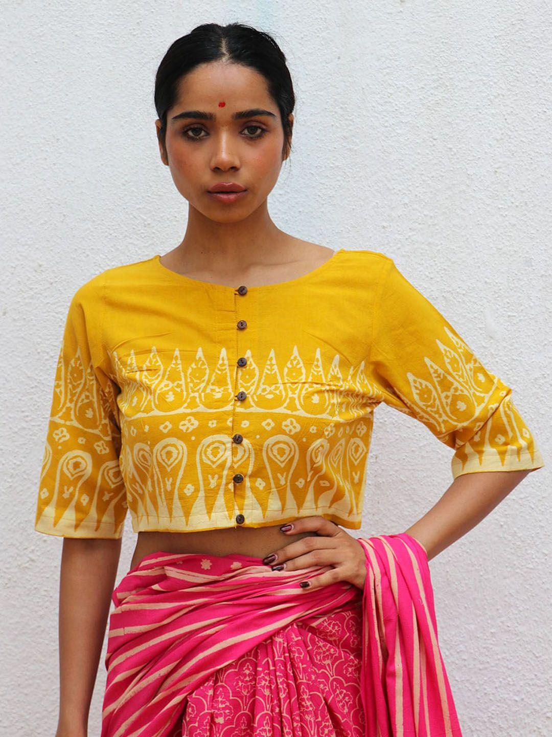 chidiyaa ethnic motifs printed cotton blouse