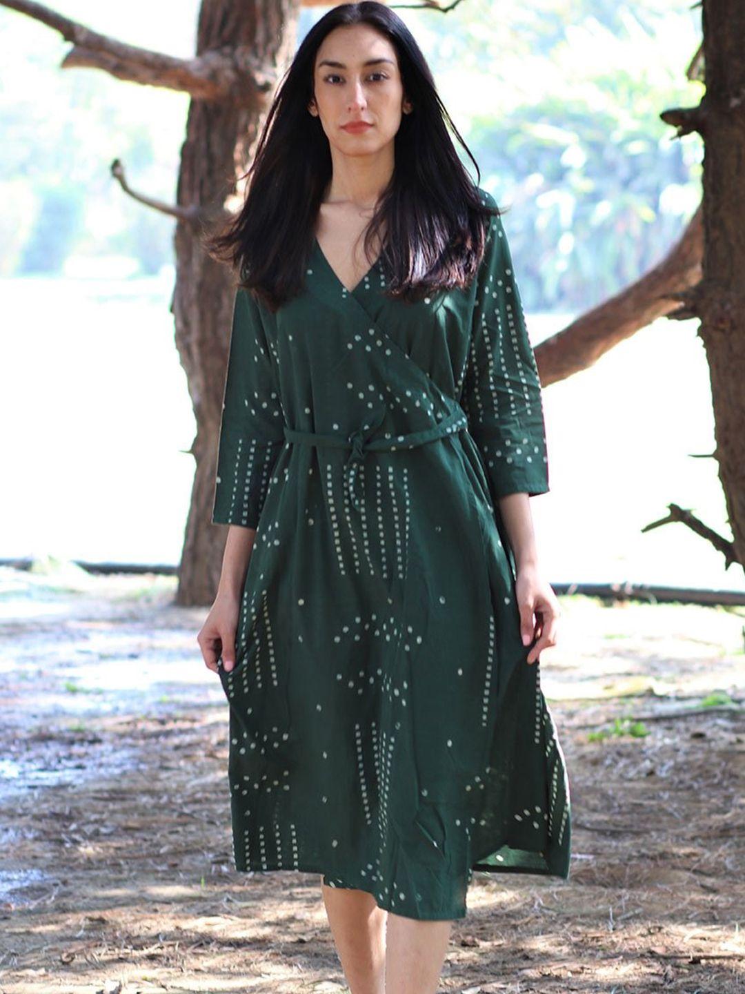 chidiyaa green a-line midi dress