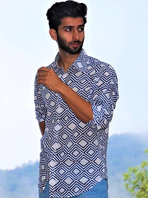 chidiyaa ivory block printed cotton shirt chidiyaa