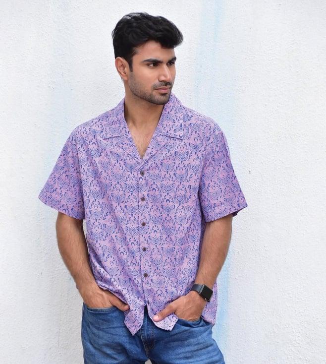 chidiyaa lavender jilibi butterfly breeze handblockprinted pure cotton shirt