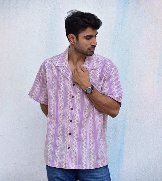 chidiyaa lavender jilibi tribal twist handblockprinted pure cotton shirt