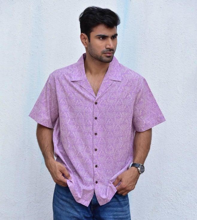 chidiyaa lavender jilibi zen garden handblockprinted pure cotton shirt