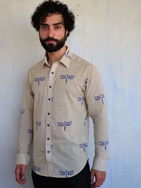 chidiyaa off white dragonflly blockprinted shirt