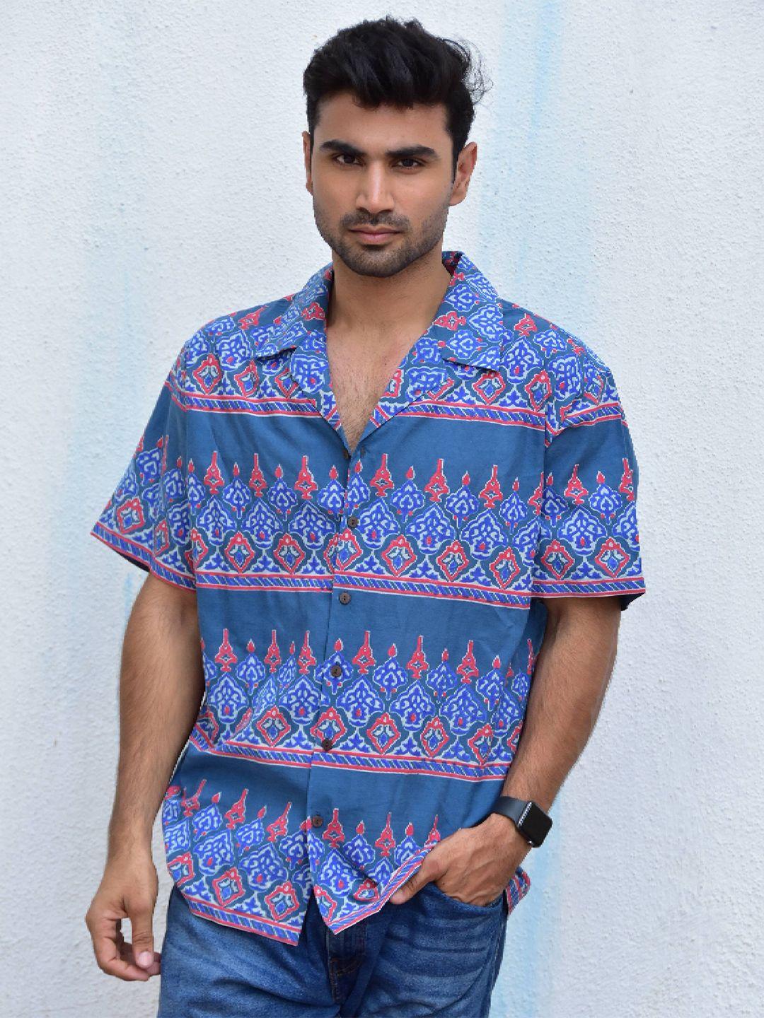 chidiyaa original ethnic motif printed pure cotton casual shirt