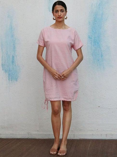 chidiyaa pink breathe maryse handwoven linen dress