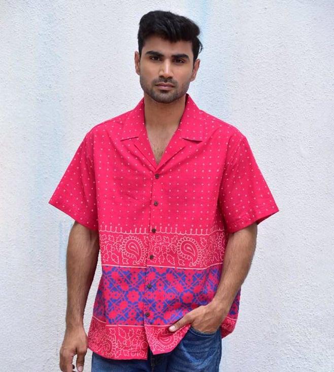 chidiyaa pink jilibi tribal tapestries handblockprinted pure cotton shirt