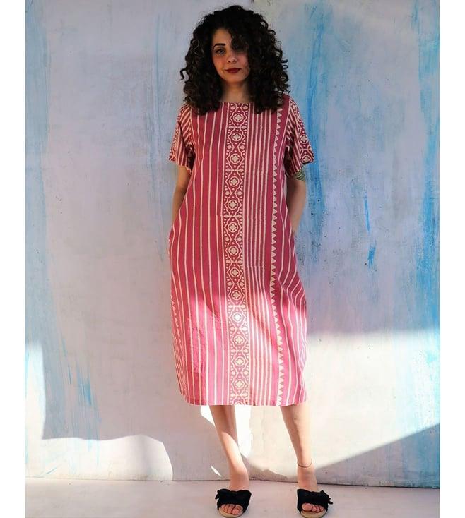 chidiyaa pink striped dress