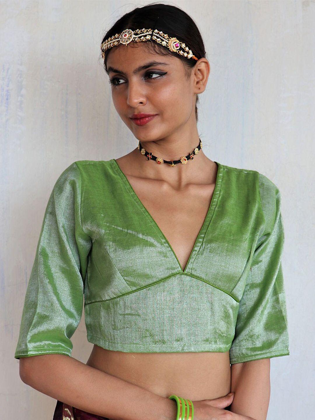 chidiyaa plus size embellished cotton zari saree blouse