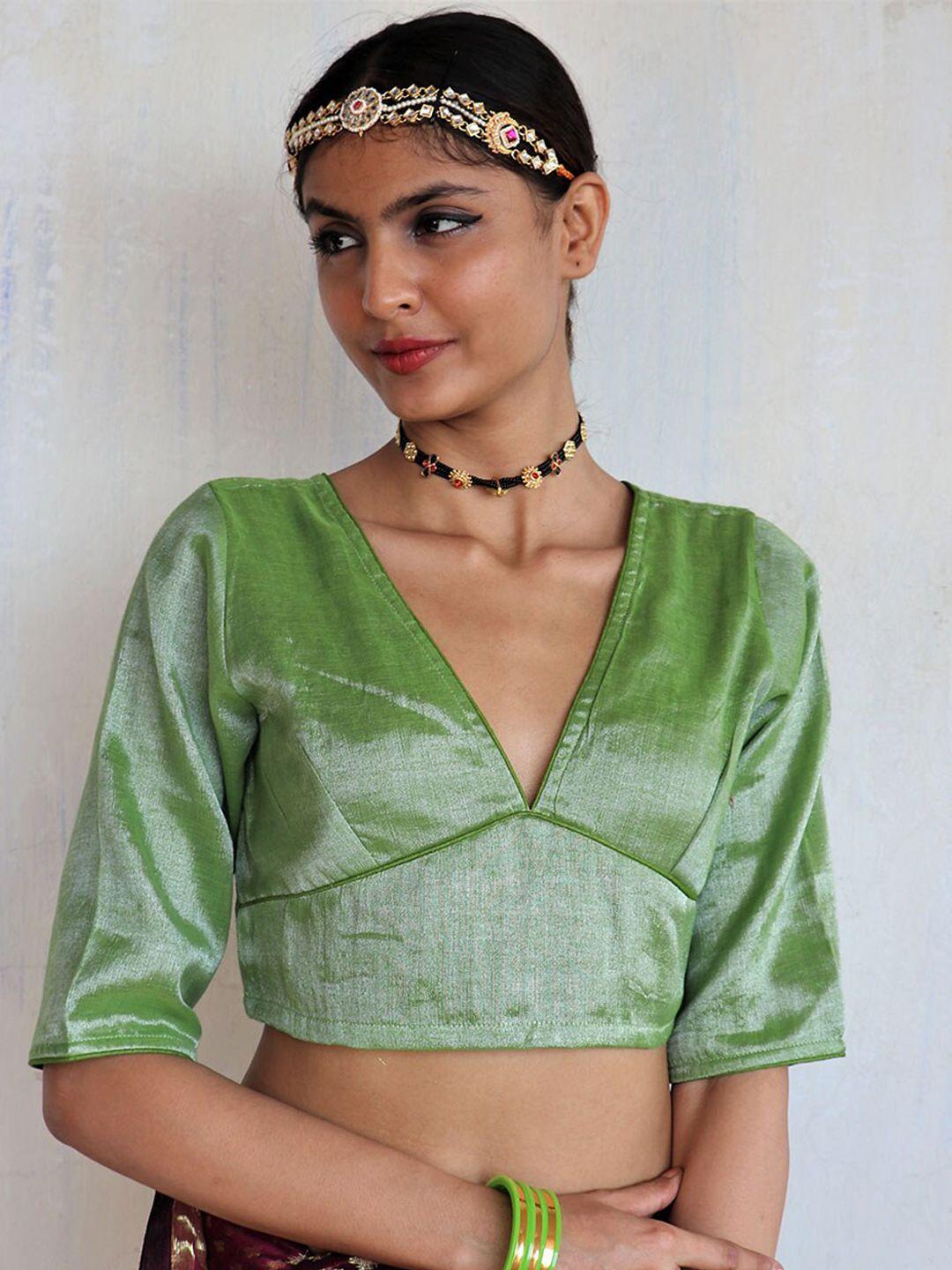 chidiyaa plus size v-neck cotton zari saree blouse