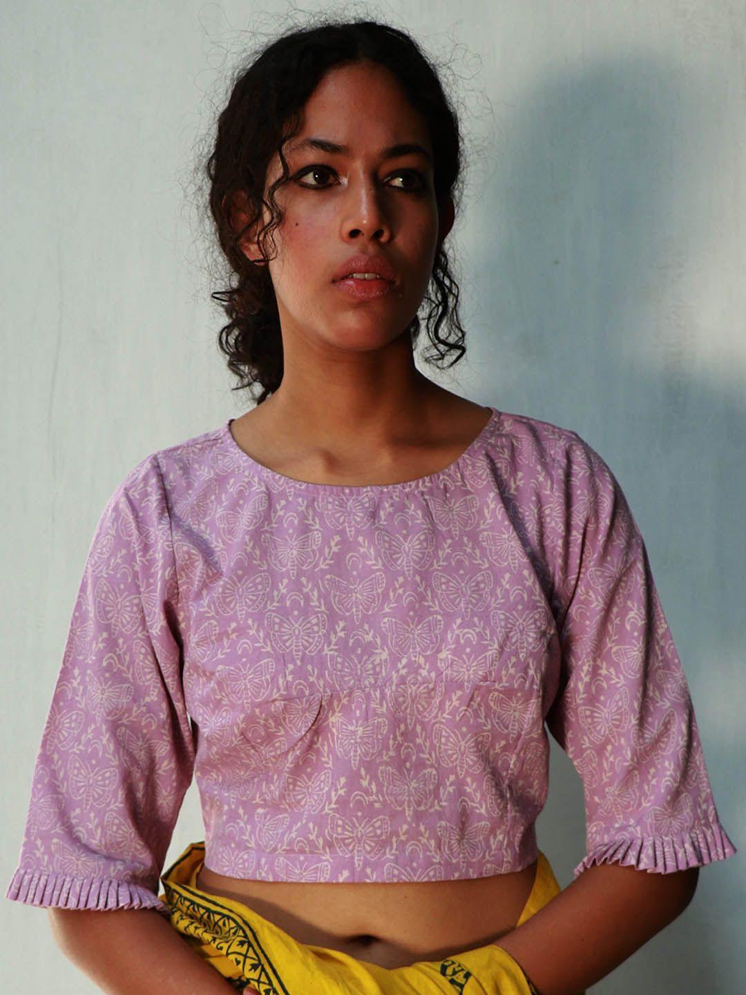 chidiyaa printed cotton saree blouse