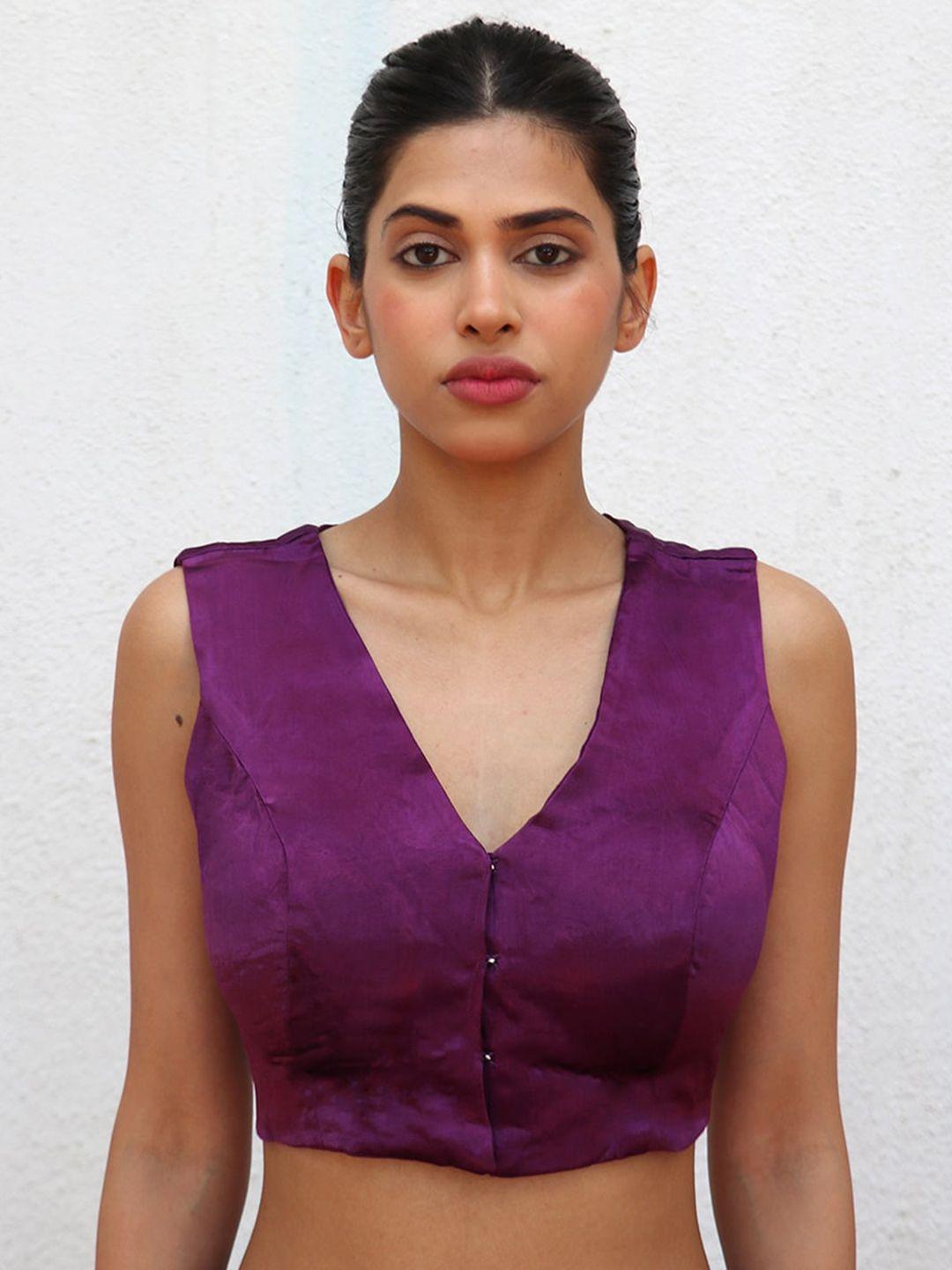 chidiyaa sleeveless silk saree blouse