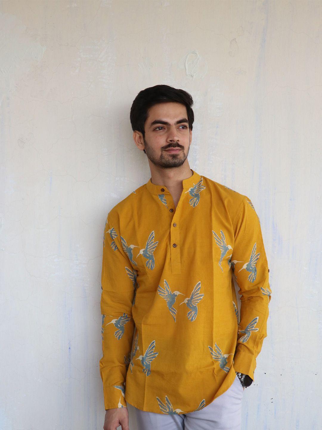 chidiyaa standard conversational printed mandarin collar casual cotton shirt