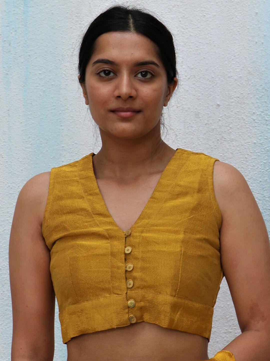 chidiyaa v-neck sleeveless saree blouse
