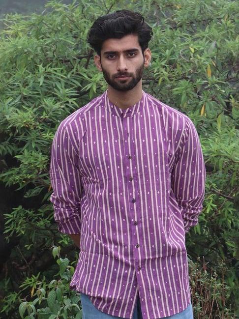 chidiyaa violet block printed cotton shirt