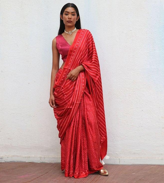 chidiyaa where the wind flows ma cherie blockprinted modal silk saree