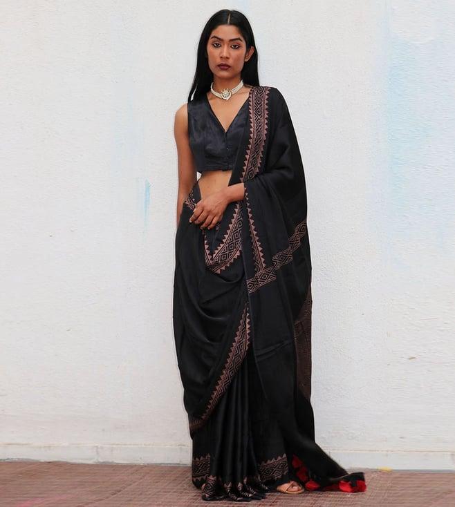 chidiyaa where the wind flows piharavaa blockprinted modal silk saree