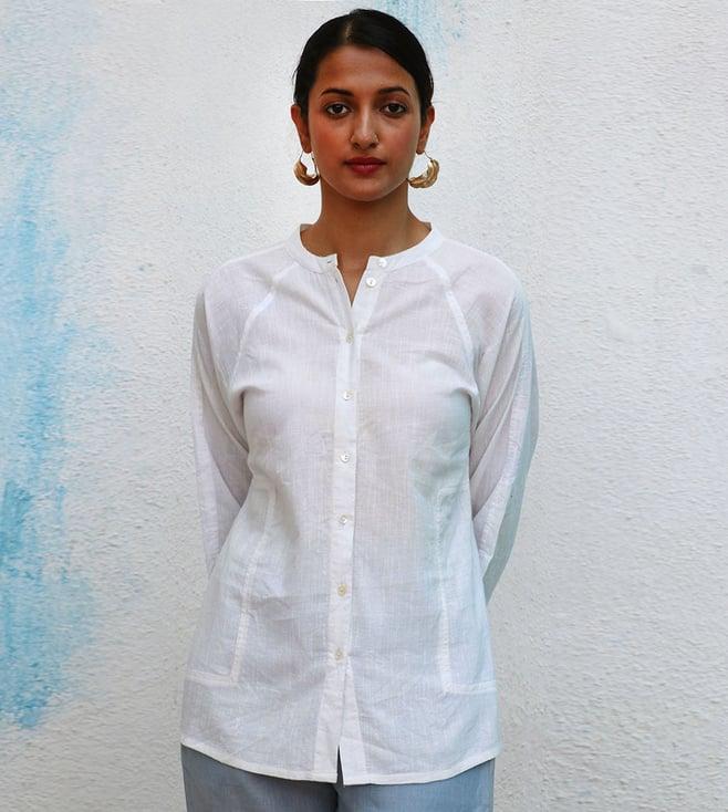 chidiyaa white brathe marilla handwoven linen shirt