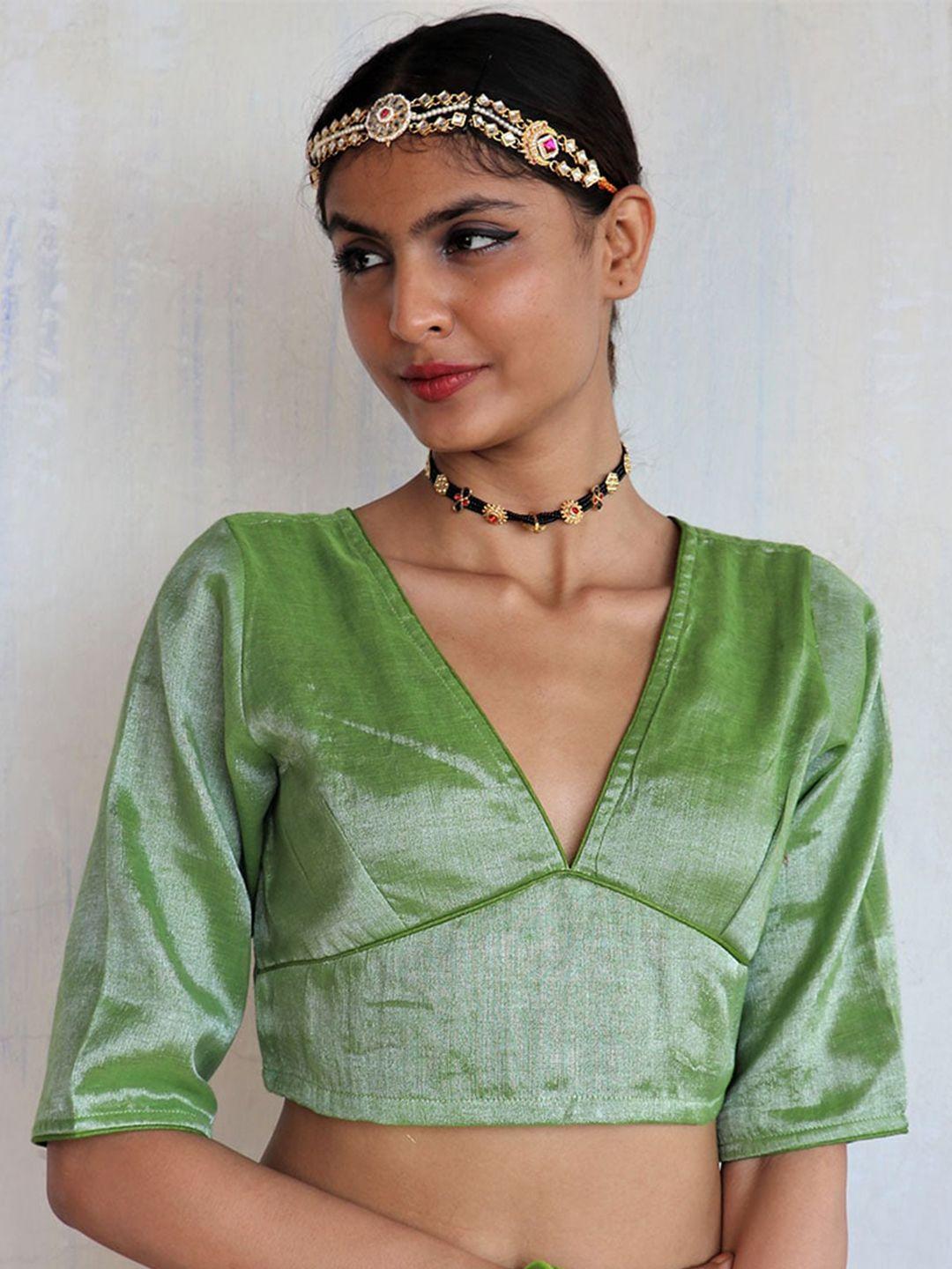chidiyaa women woven-design cotton zari saree blouse