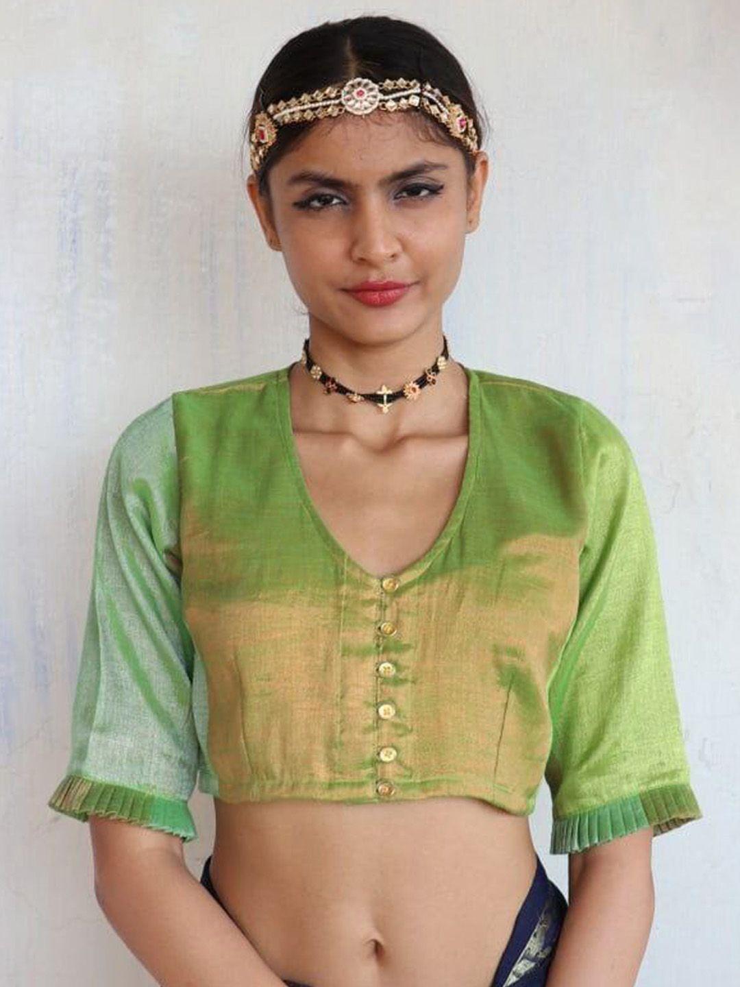 chidiyaa zari  cotton saree blouse