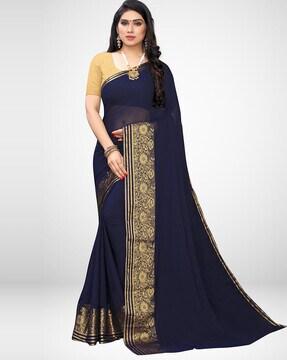 chiffon floral print saree with unstiched blouse