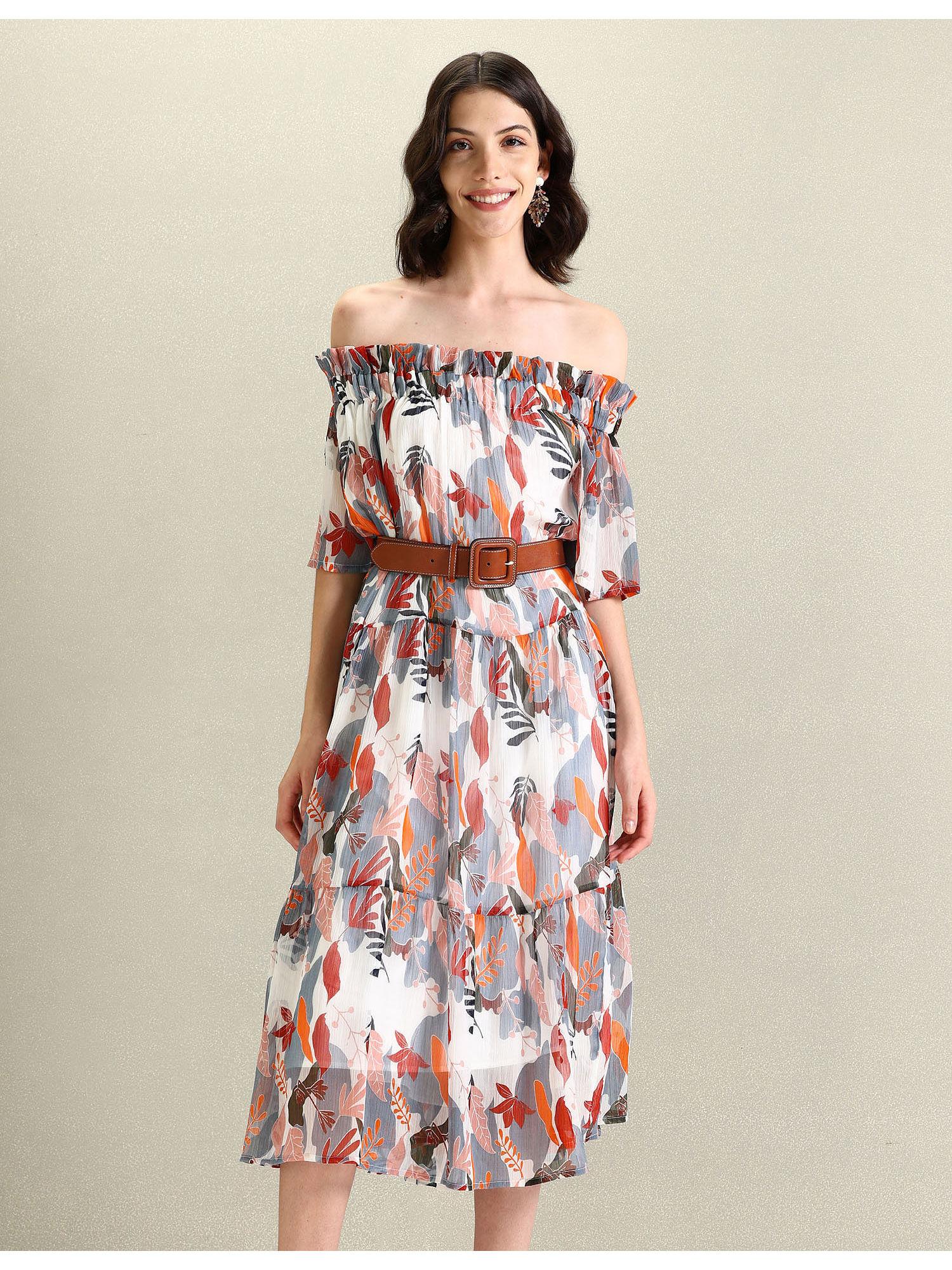 chiffon printed a line dress