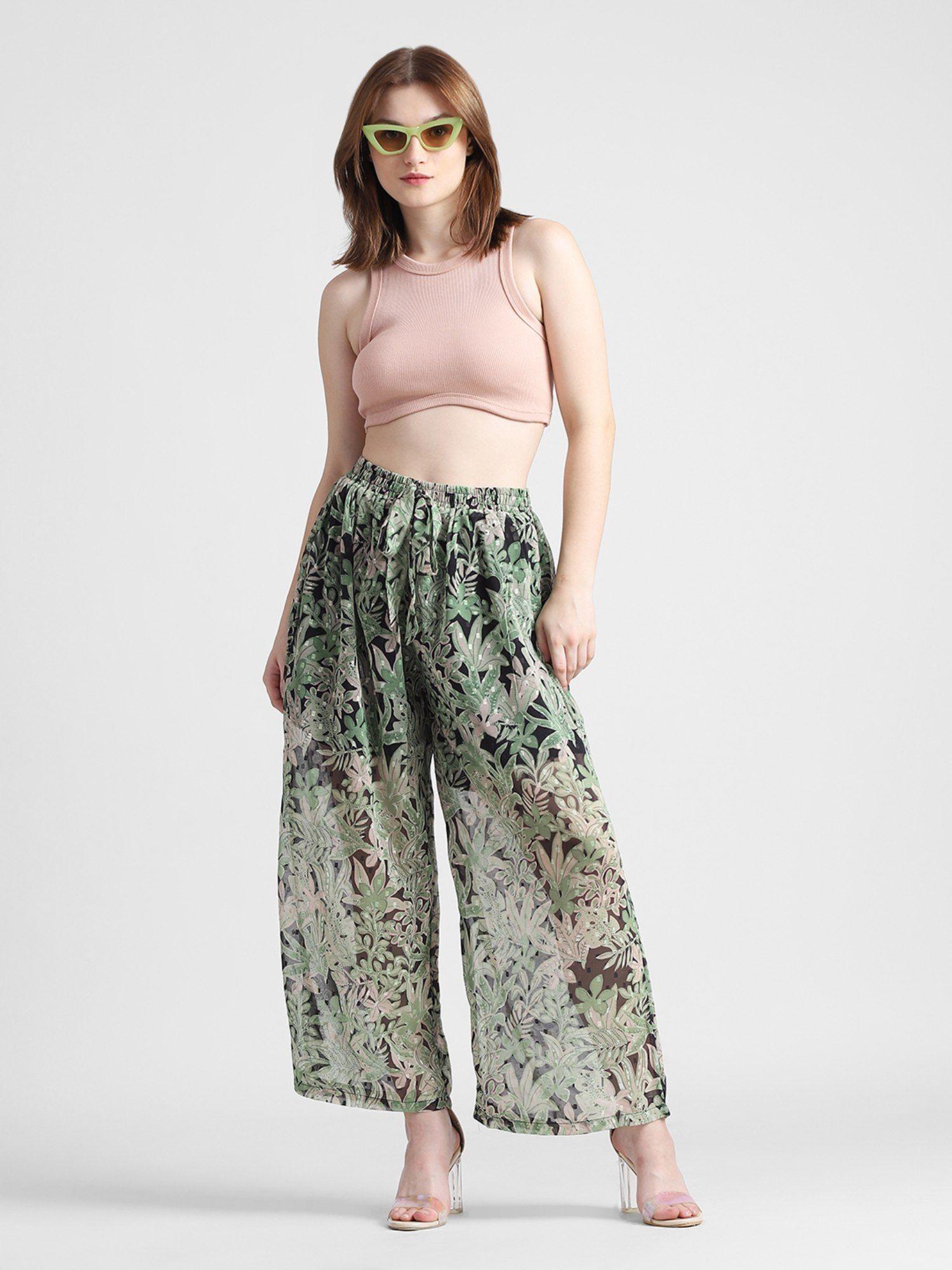 chiffon printed wide pant