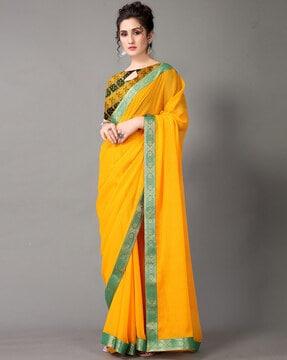 chiffon saree with contrast border