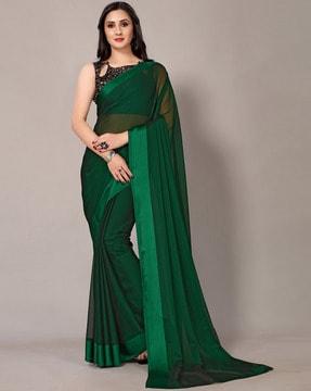 chiffon saree with embellished blouse piece