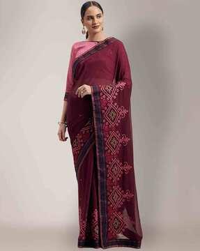 chiffon saree with embroidered border