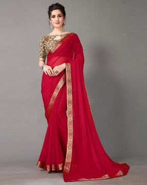 chiffon saree with lace border