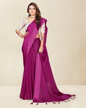 chiffon saree with tasseled pallu