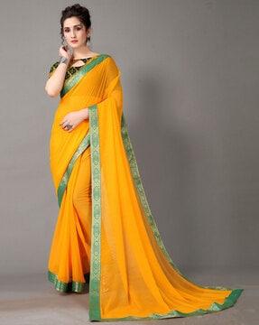 chiffon solid saree with blouse piece
