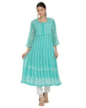 chikankari anarkali kurta