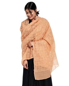 chikankari cotton silk dupatta