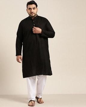 chikankari embroidered long kurta