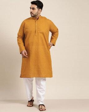 chikankari embroidered long kurta