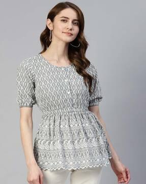 chikankari embroidered peplum top