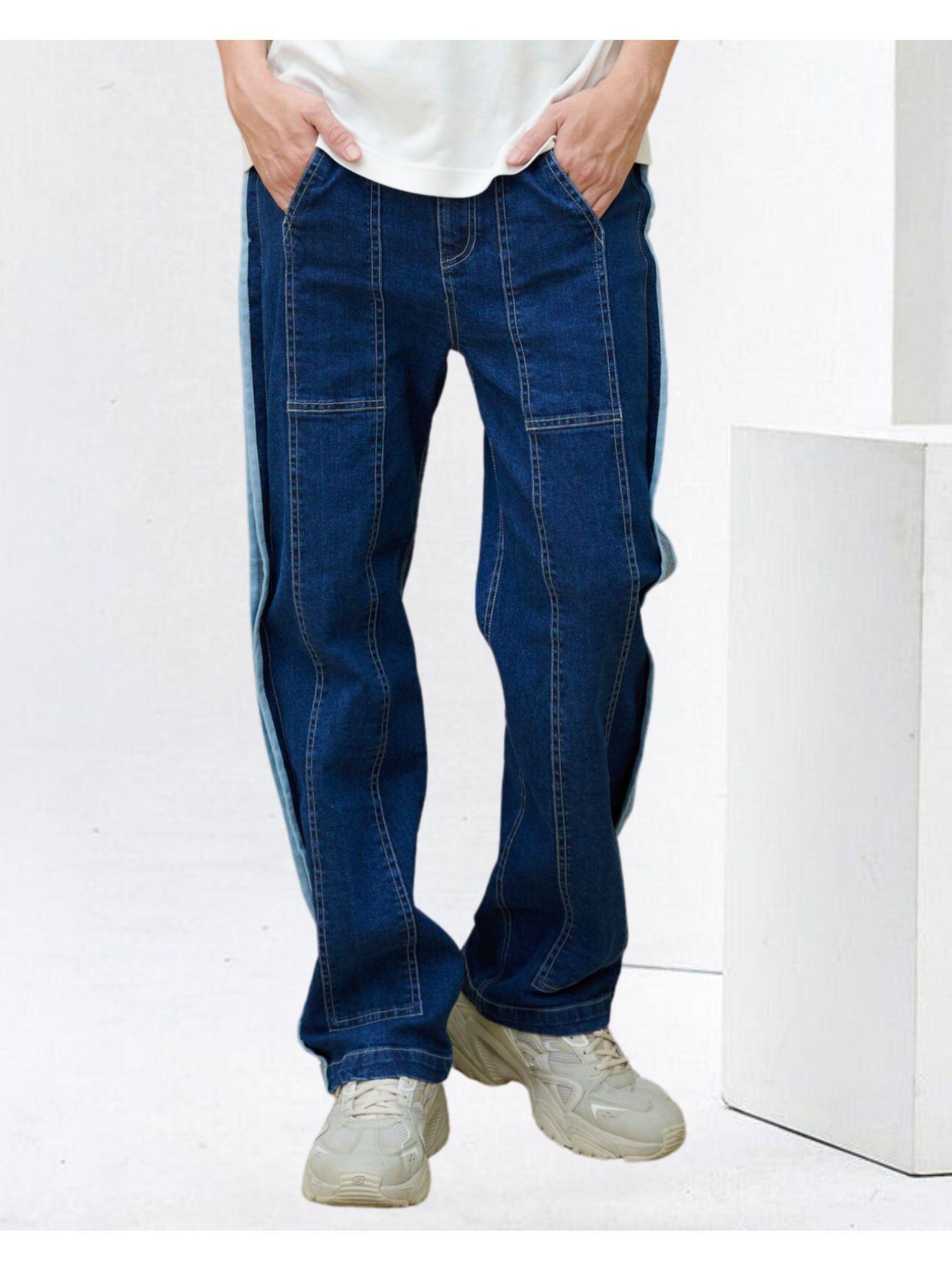 chill out baggy blue wash jeans blue