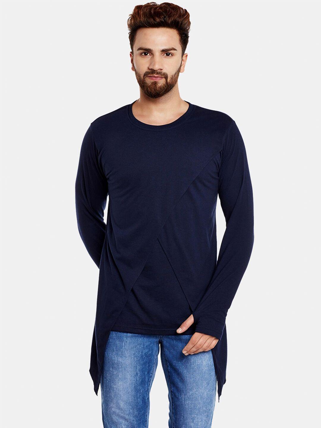chill winston long sleeves asymmetrical long line cotton slim fit t-shirt