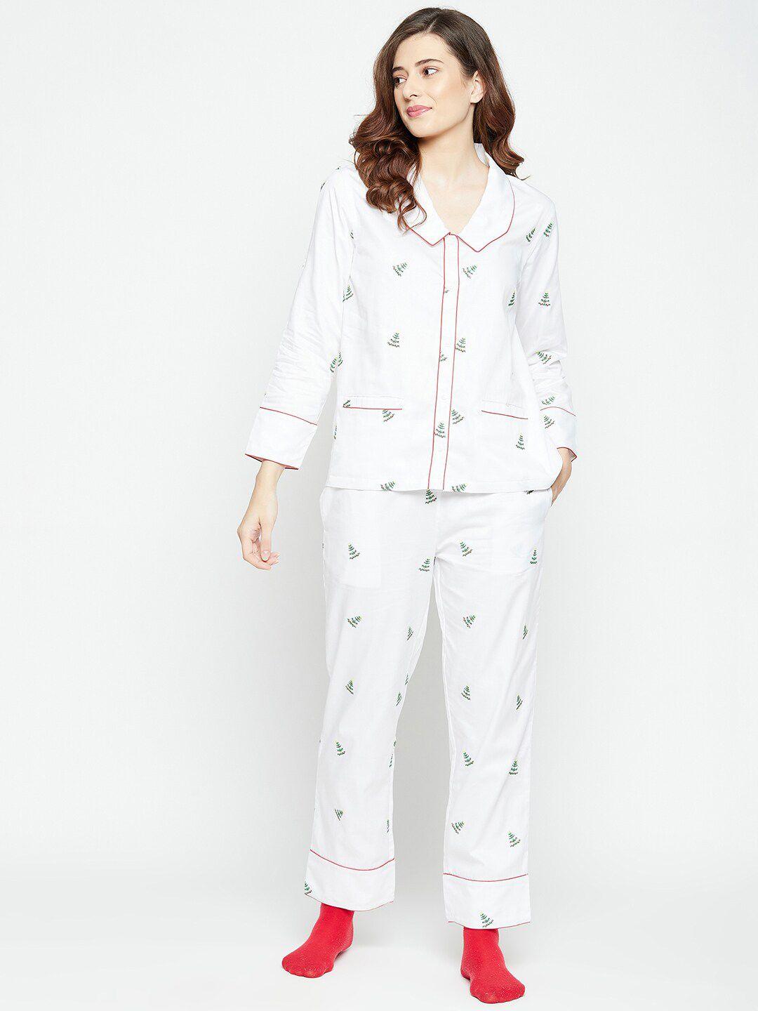 chill winston women conversational printed pure cotton night suit