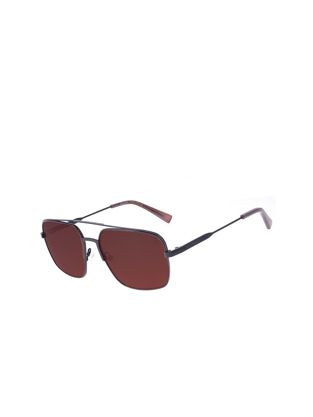 chilli beans men brown lens & black rectangle sunglasses with uv protected lens