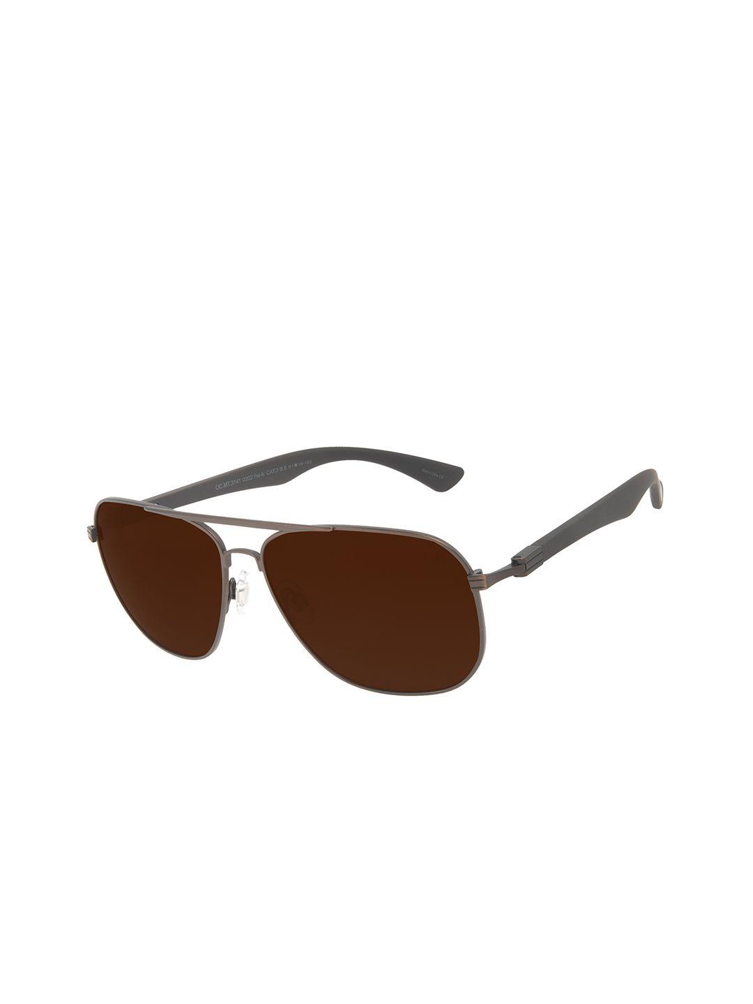 chilli beans men brown lens & black square sunglasses with uv protected lens