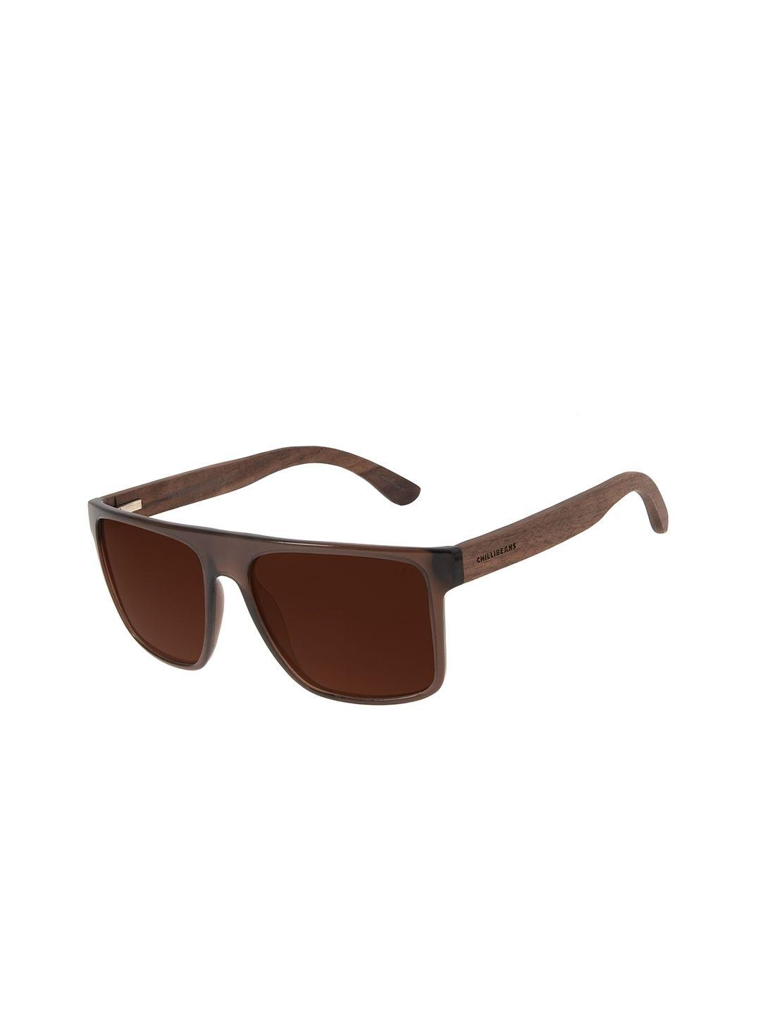 chilli beans men brown lens & brown square sunglasses with uv protected lens occl34130202
