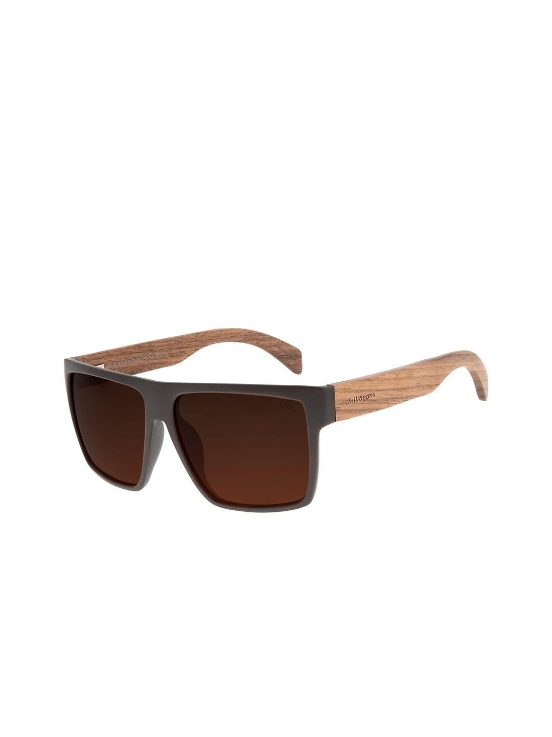 chilli beans men brown lens & brown square sunglasses with uv protected lens