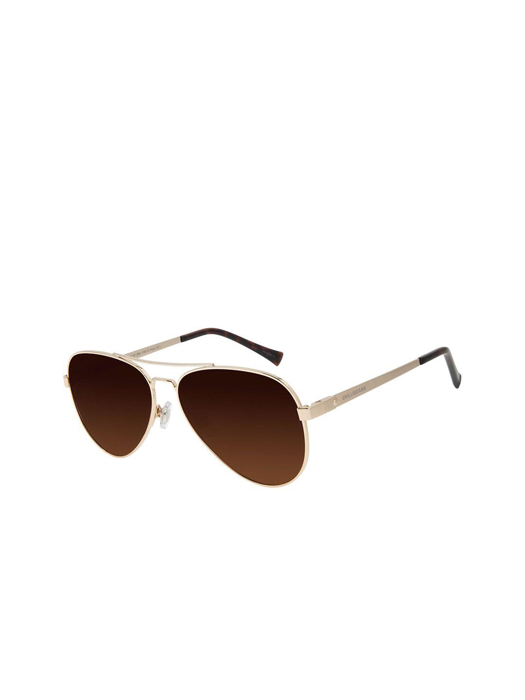 chilli beans unisex bronze lens & gold-toned aviator sunglasses with uv protected lens ocmt31335764