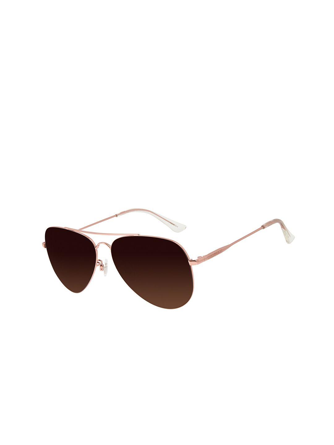 chilli beans unisex bronze lens & rose gold-toned aviator sunglass with uv protected lens