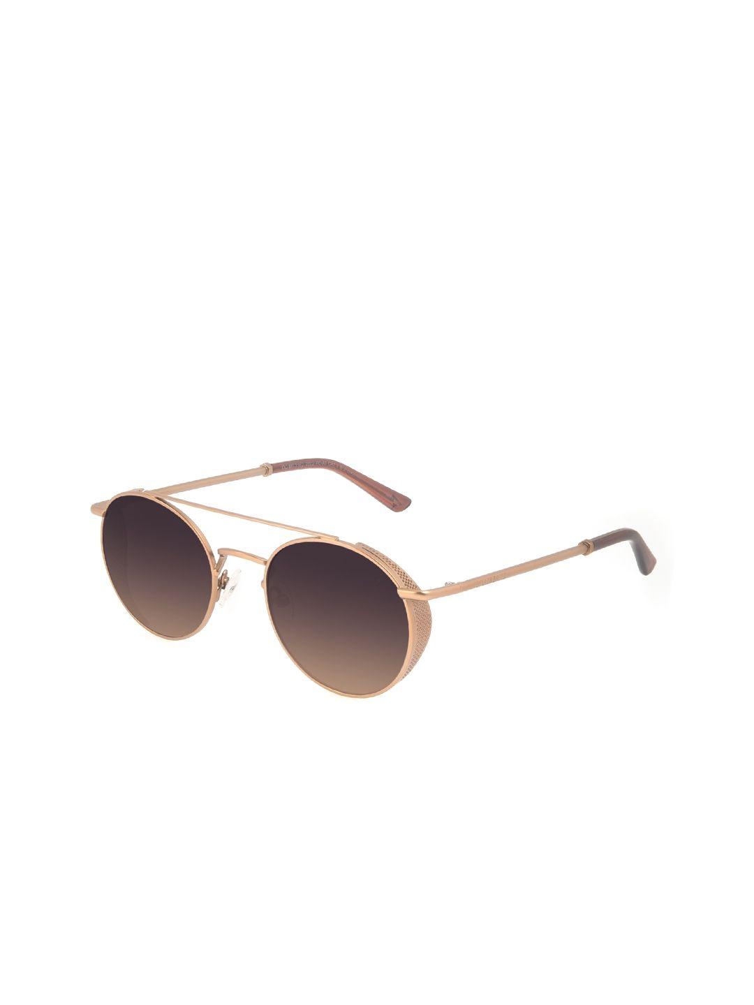 chilli beans unisex brown lens & gold-toned round sunglasses with uv protected lens