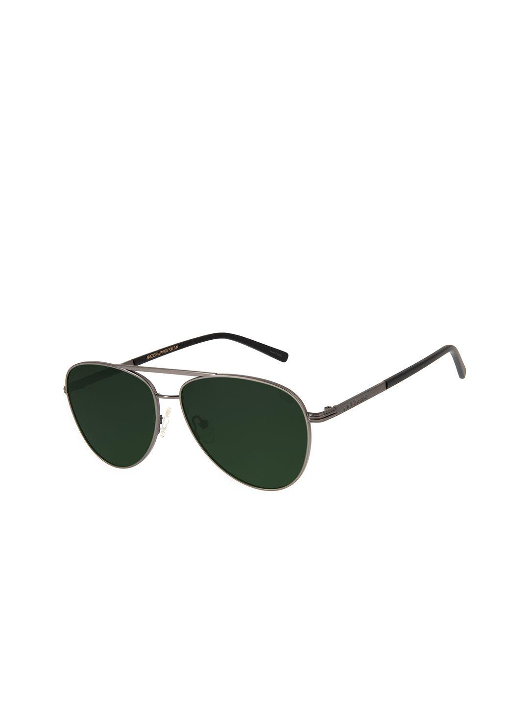 chilli beans unisex green lens & black aviator sunglasses with uv protected lens